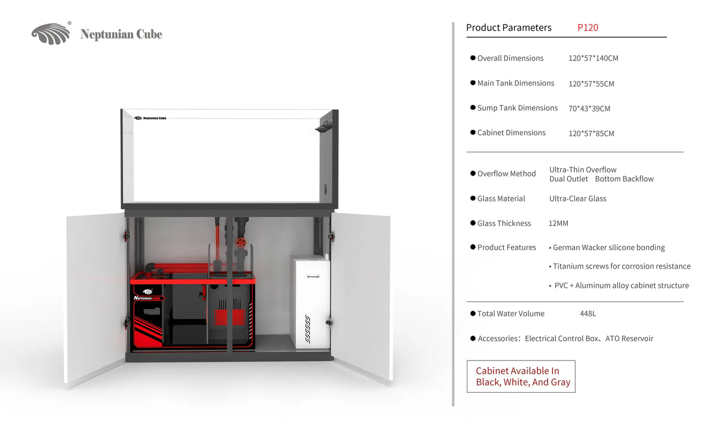 Neptunian Cube Peninsula 120 - Professional Reef Aquarium System - Drop Ship