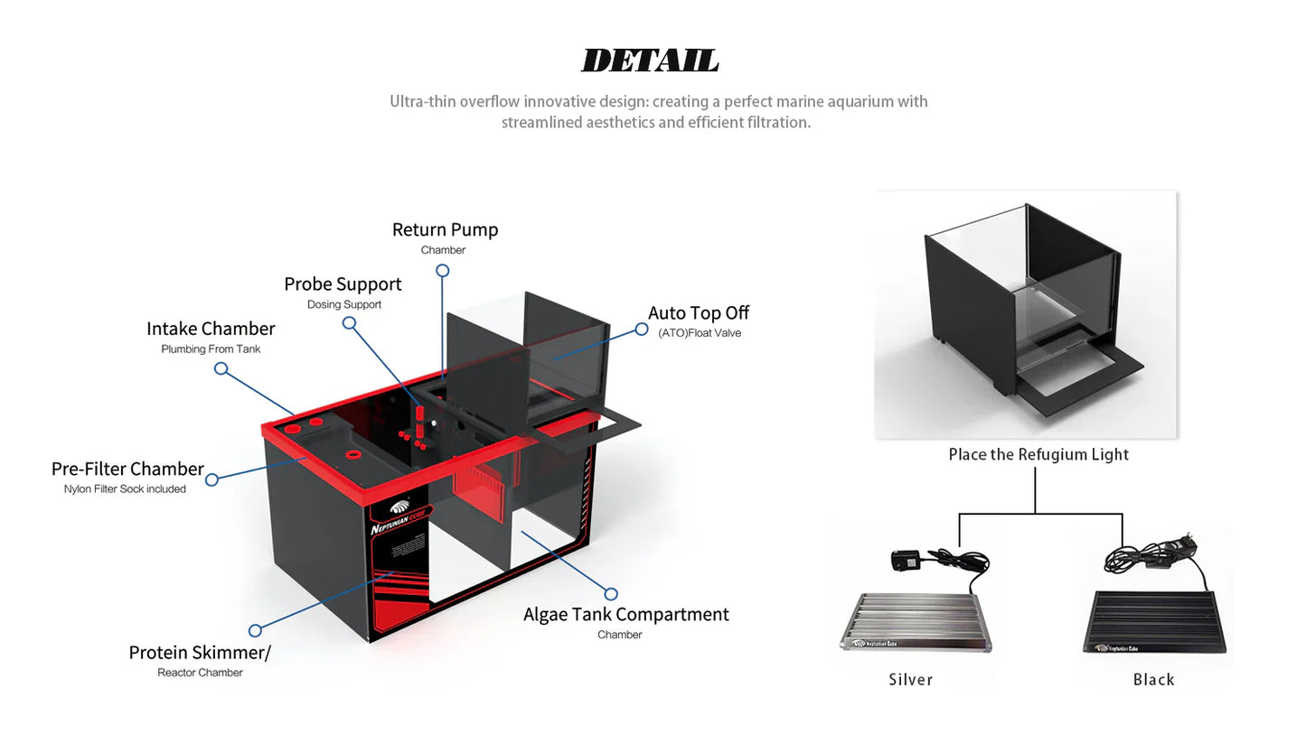 Neptunian Cube Magic Pro 180 - Professional Reef Aquarium System - Drop Ship